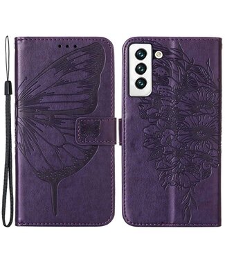 YB Dark Purple Vlinder Bookcase Hoesje Samsung Galaxy S23