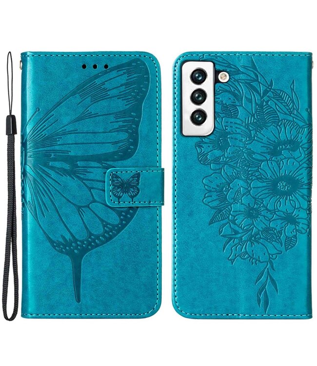 YB Blauw Vlinder Bookcase Hoesje voor de Samsung Galaxy S23