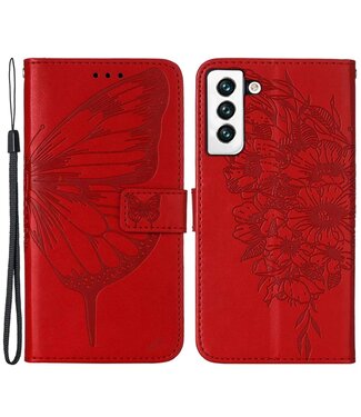 YB Rood Vlinder Bookcase Hoesje Samsung Galaxy S23