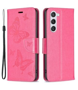 Binfen Color Roze Vlinders Bookcase Hoesje Samsung Galaxy S23