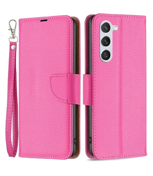 Binfen Color Roze Litchee Bookcase Hoesje voor de Samsung Galaxy S23