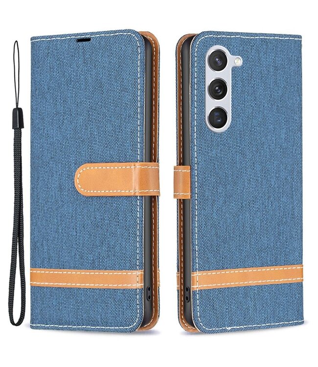 Binfen Color Navy Blauw Jeans Bookcase Hoesje voor de Samsung Galaxy S23