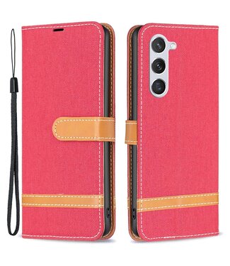 Binfen Color Rood Jeans Bookcase Hoesje Samsung Galaxy S23