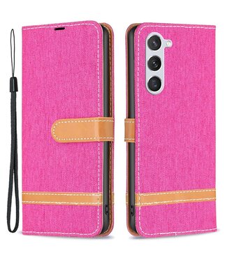 Binfen Color Roze Jeans Bookcase Hoesje Samsung Galaxy S23