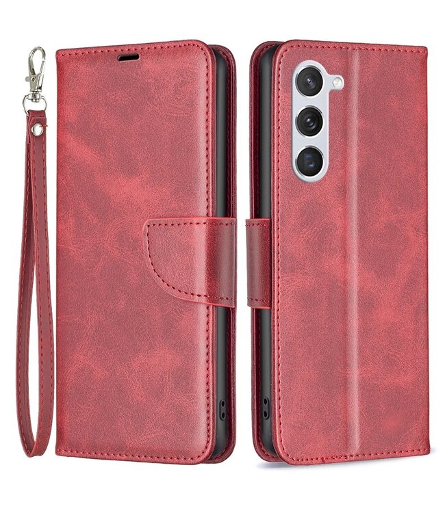 Binfen Color Rood Bookcase Hoesje met Polsbandje voor de Samsung Galaxy S23