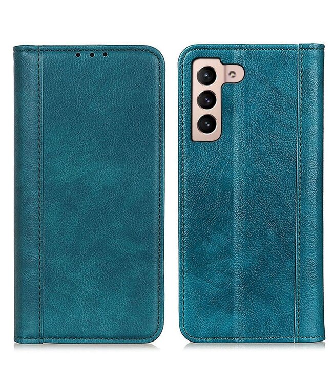 Cyaan Splitleer Bookcase Hoesje voor de Samsung Galaxy S23