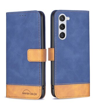 Binfen Color Blauw / Bruin Bookcase Hoesje Samsung Galaxy S23