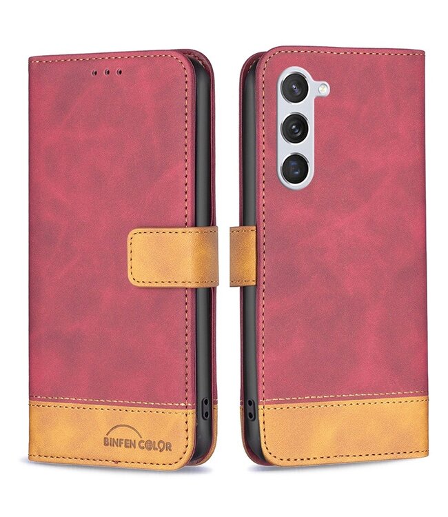 Binfen Color Rood / Bruin Bookcase Hoesje voor de Samsung Galaxy S23