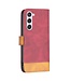 Binfen Color Rood / Bruin Bookcase Hoesje voor de Samsung Galaxy S23