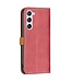 Binfen Color Rood / Bruin Splitleer Bookcase Hoesje voor de Samsung Galaxy S23