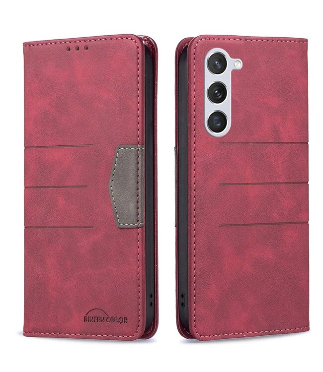 Binfen Color Rood Lijnen Bookcase Hoesje voor de Samsung Galaxy S23
