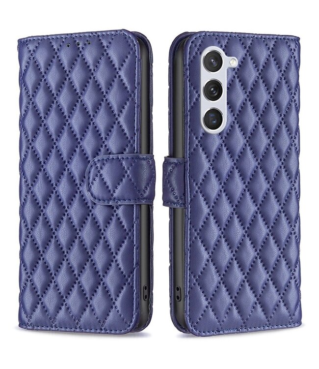 Binfen Color Blauw Ruitpatroon Bookcase Hoesje voor de Samsung Galaxy S23