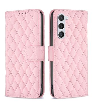 Binfen Color Roze Ruitpatroon Bookcase Hoesje Samsung Galaxy S23