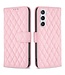 Binfen Color Roze Ruitpatroon Bookcase Hoesje voor de Samsung Galaxy S23