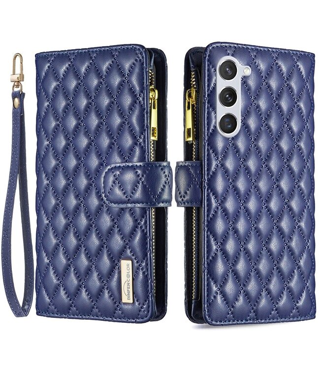 Binfen Color Blauw Luxe Bookcase Hoesje voor de Samsung Galaxy S23