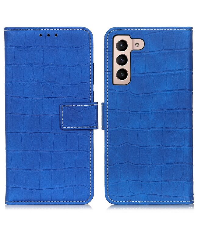Blauw Krokodillen Bookcase Hoesje voor de Samsung Galaxy S23