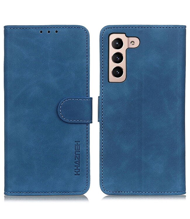 Khazneh Blauw Retro Bookcase Hoesje voor de Samsung Galaxy S23