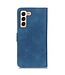Khazneh Blauw Retro Bookcase Hoesje voor de Samsung Galaxy S23