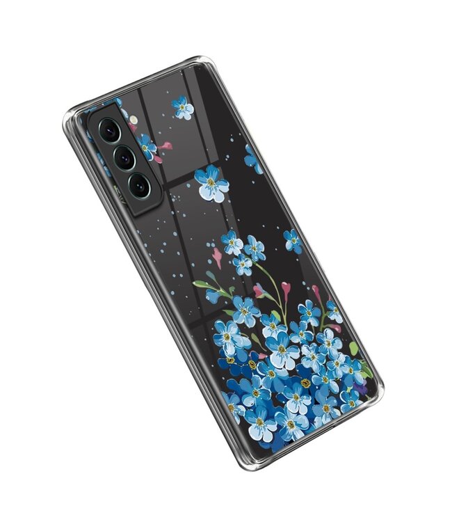 Blauwe bloemen TPU Hoesje voor de Samsung Galaxy S23
