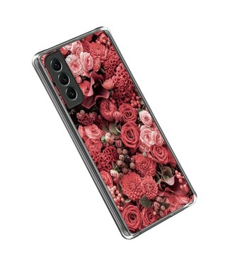 Rode Bloemen TPU Hoesje Samsung Galaxy S23