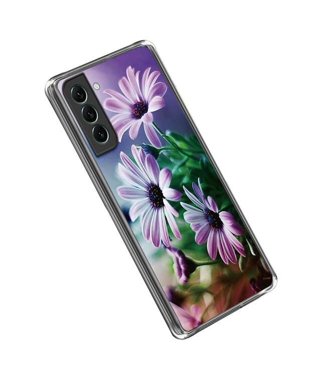 Paarse Bloemen TPU Hoesje voor de Samsung Galaxy S23