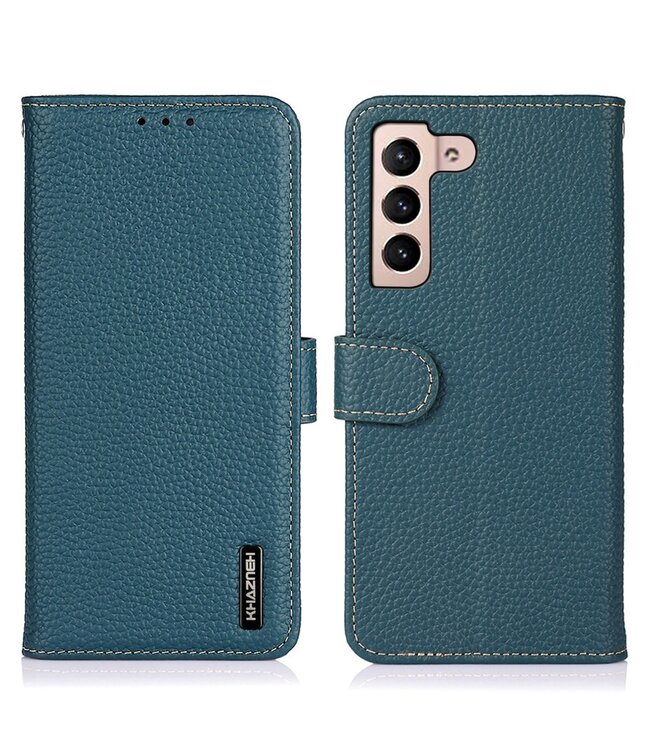 Khazneh Groen Echt Leder Bookcase Hoesje voor de Samsung Galaxy S23