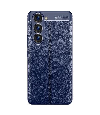 Blauw Faux Leren Coating TPU Hoesje Samsung Galaxy S23