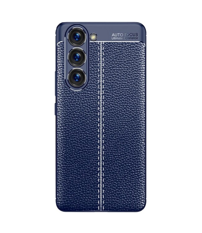 Blauw Faux Leren Coating TPU Hoesje voor de Samsung Galaxy S23