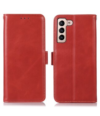 Rood Echt Leder Bookcase Hoesje Samsung Galaxy S23