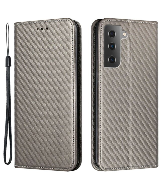 Grijs Carbon Textuur Bookcase Hoesje voor de Samsung Galaxy S23