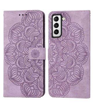 Paars Bloemen Bookcase Hoesje Samsung Galaxy S23