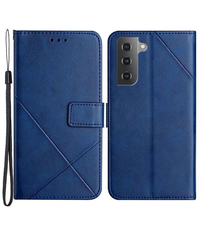Blauw Lijndesign Bookcase Hoesje voor de Samsung Galaxy S23
