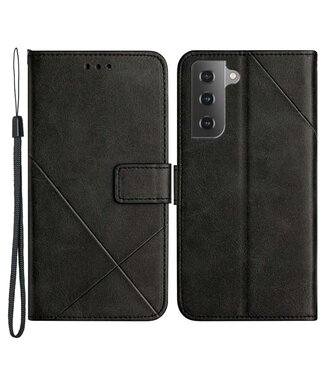 Zwart Lijndesign Bookcase Hoesje Samsung Galaxy S23