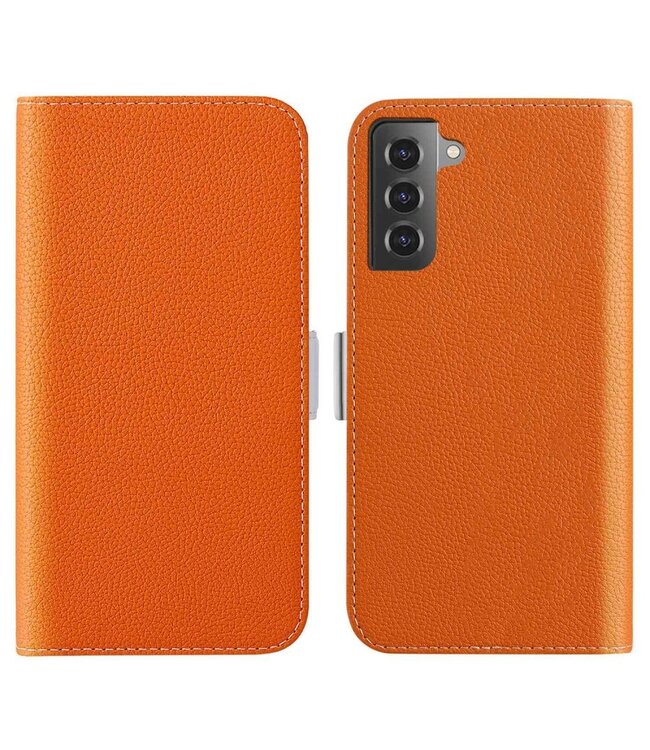 Oranje Litchee Bookcase Hoesje voor de Samsung Galaxy S23