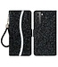 Zwart Glitter Bookcase Hoesje voor de Samsung Galaxy S23