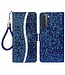 Blauw Glitter Bookcase Hoesje Samsung Galaxy S23