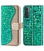 Groen Krokodillen Glitter Bookcase Hoesje voor de Samsung Galaxy S23