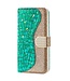 Groen Krokodillen Glitter Bookcase Hoesje voor de Samsung Galaxy S23