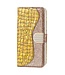 Goud Krokodillen Glitter Bookcase Hoesje voor de Samsung Galaxy S23