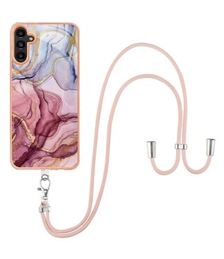 Roségoud - marmer design tpu hoesje met koord - Samsung Galaxy A54 5G