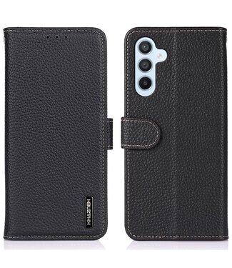 Zwart - echt leder hoesje - Samsung Galaxy A54 5G