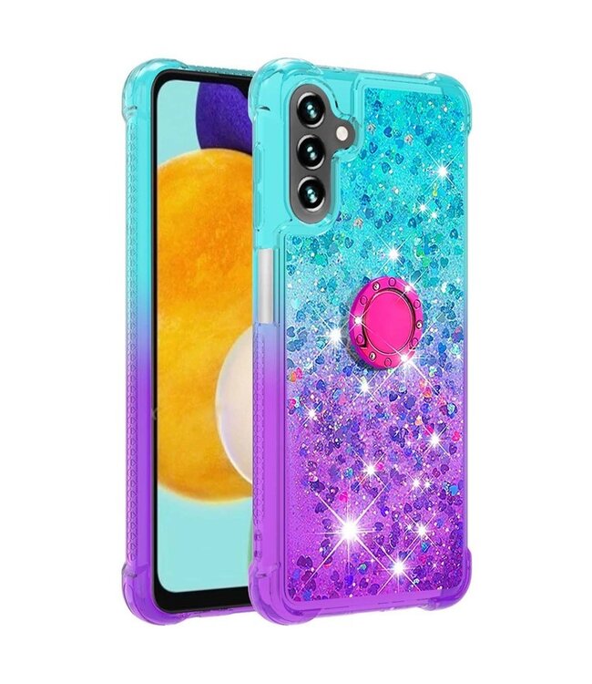 Hemelsblauw / Paars - quicksand tpu hoesje met standfunctie voor de Samsung Galaxy A54 5G