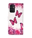 Rozen vlinders - hoesje met polsbandje voor de Samsung Galaxy A54 5G