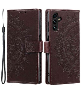 Bruin - leder hoesje met polsbandje - Samsung Galaxy A54 5G