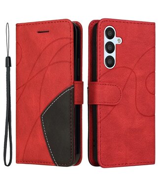 Rood - faux leder hoesje met polsbandje - Samsung Galaxy A54 5G