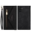 Zwart - leder hoesje met koord (kort + lang) voor de Samsung Galaxy A54 5G