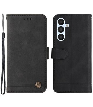 Zwart - faux leder portemonnee hoesje met polsbandje - Samsung Galaxy A54 5G