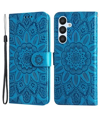 Blauw - faux leder hoesje met polsbandje - Samsung Galaxy A54 5G