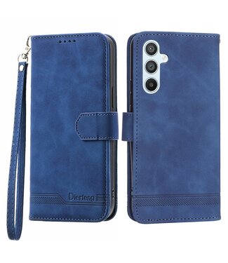 Blauw - faux leder hoesje met polsbandje - Samsung Galaxy A54 5G