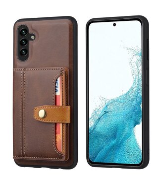 Bruin - card slots faux leder tpu hoesje - Samsung Galaxy A54 5G